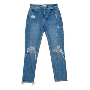 Boyish Jeans Size 26 The Billy High Rise Skinny Distressed Raw Hem Light‎ Wash